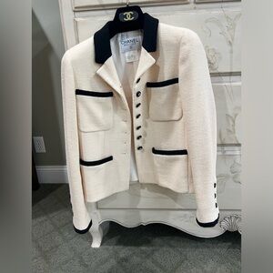 1996 Chanel CC-buttons single-breasted tweed jacket
